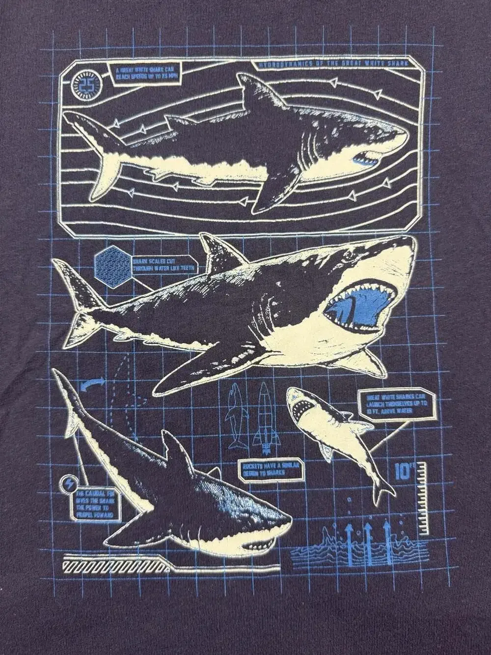 Old Navy Boys Navy Blue Shark Graphic Print T-Shirt